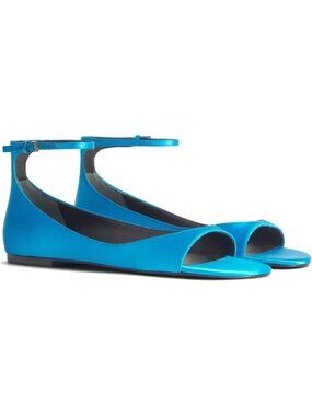 Chic Satin Open Toe Flat Sandals with Ankle Strap - Dressy Party & Wedding Shoes
